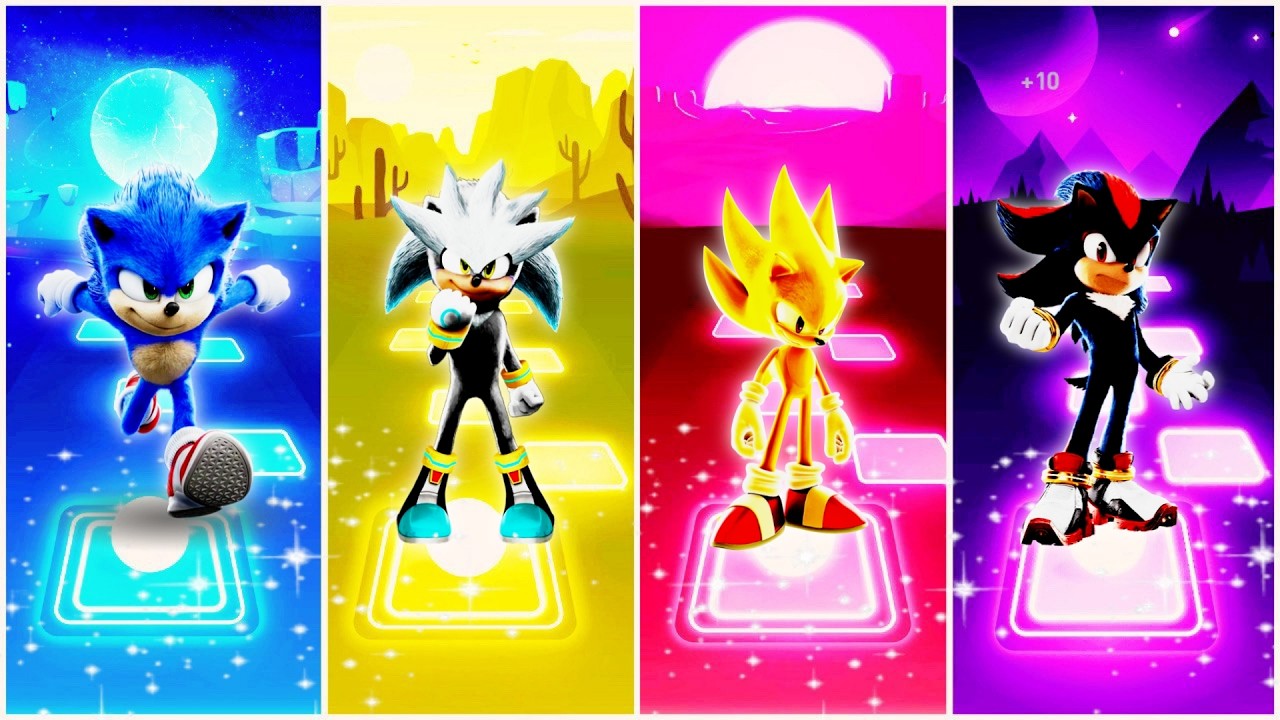 Sonic the Hedgehog 🆚 Silver the Hedgehog 🆚 Super Sonic 🆚 Shadow the Hedgehog | Tiles Hop EDM Rush