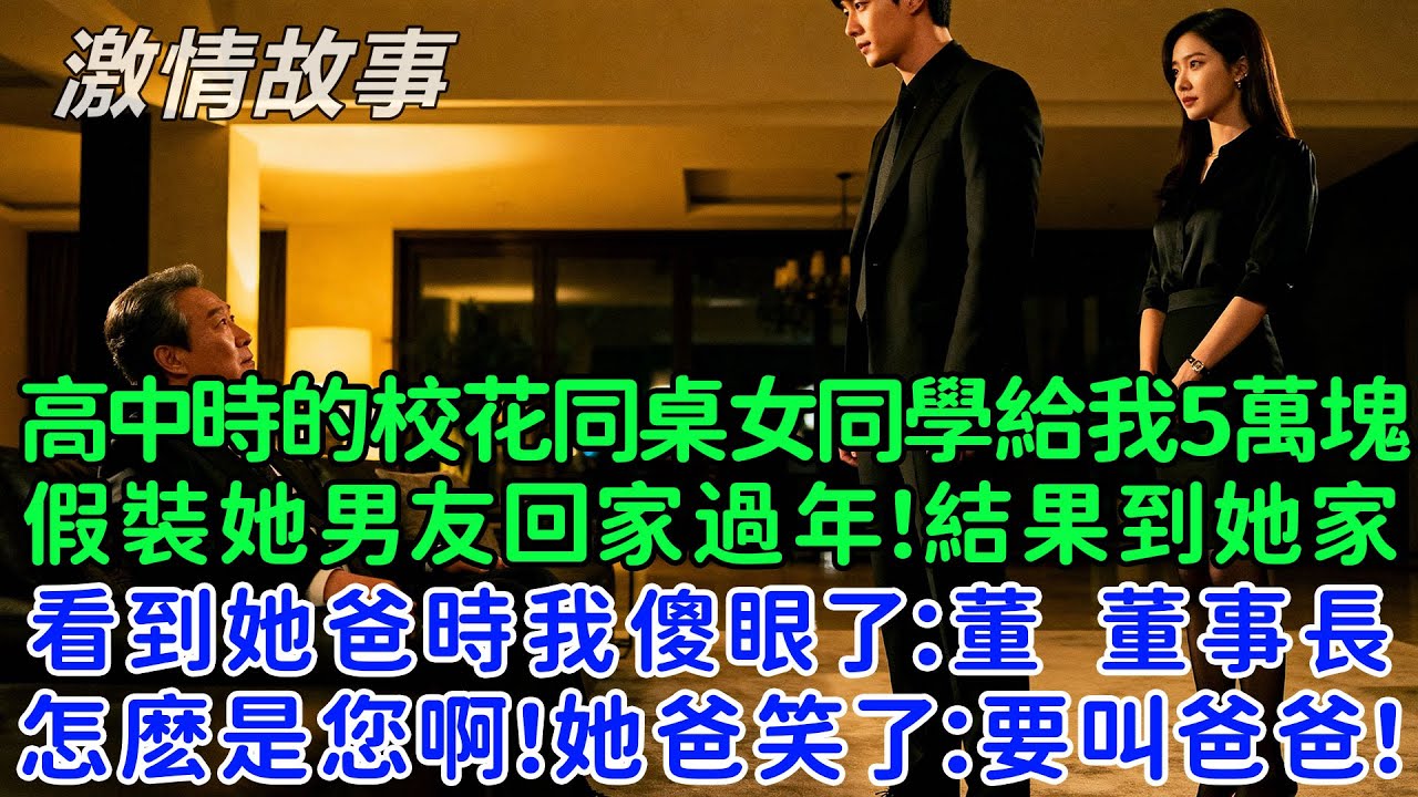 高中時的校花同桌女同學給我5萬塊錢，假裝她男友回家過年！結果到她家看到她爸時我傻眼了：董，董事長怎麼是您啊！她爸笑了：叫什麼董事長，要叫爸爸！