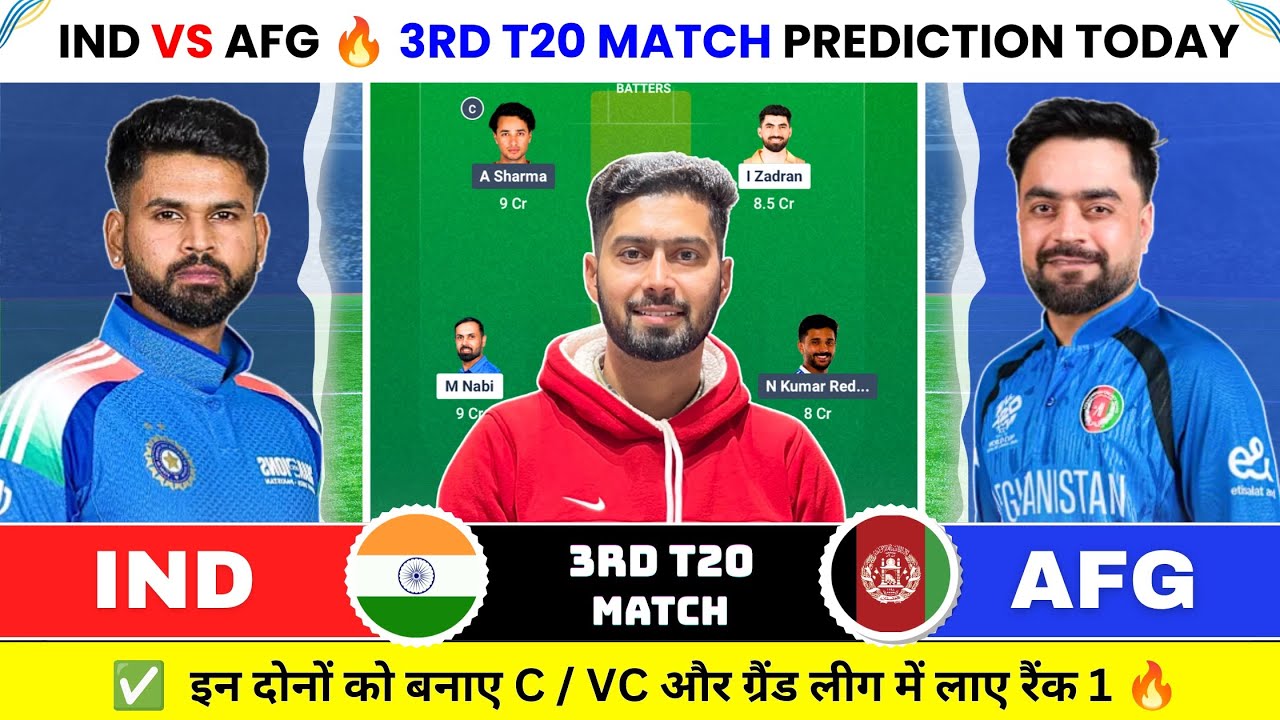 IND vs AFG Today Match Prediction, IND vs AFG Dream11 Prediction, IND vs AFG 3rd T20 Prediction 