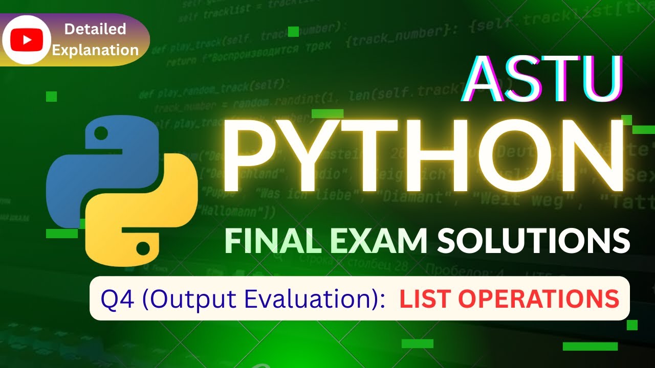 🔴Question 4 (Output Evaluation) | LIST OPERATIONS (3pts) | ASTU Python Final Exam Solutions