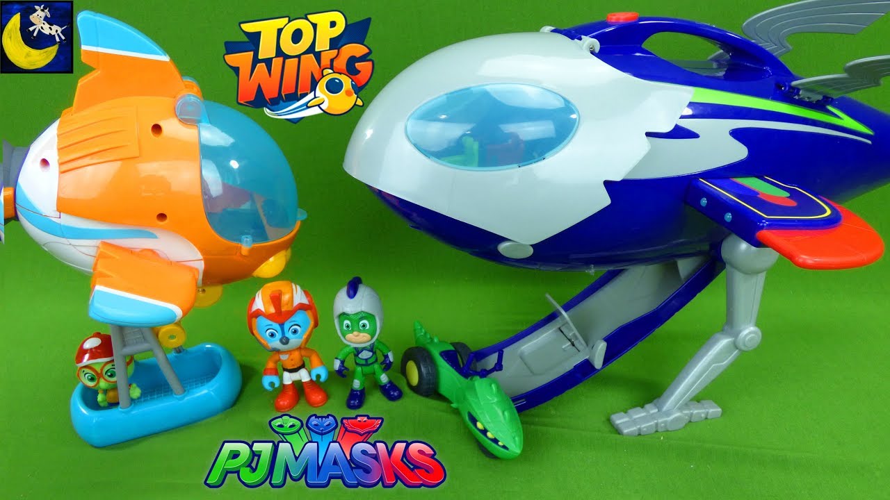 PJ Masks VS Top Wing Toys Catboy Super Moon Adventure HQ Rocket ship Swift Rescue Toy Video 2