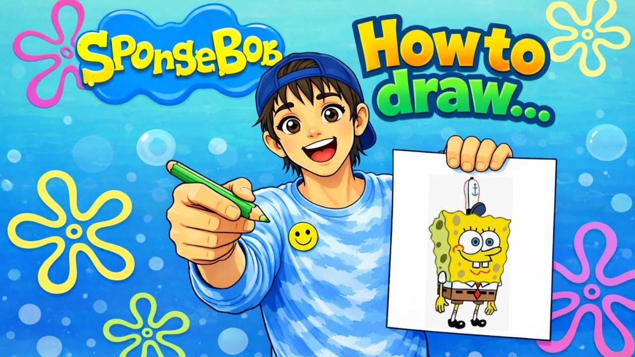 HOW TO DRAW SPONGEBOB! (EASY!)