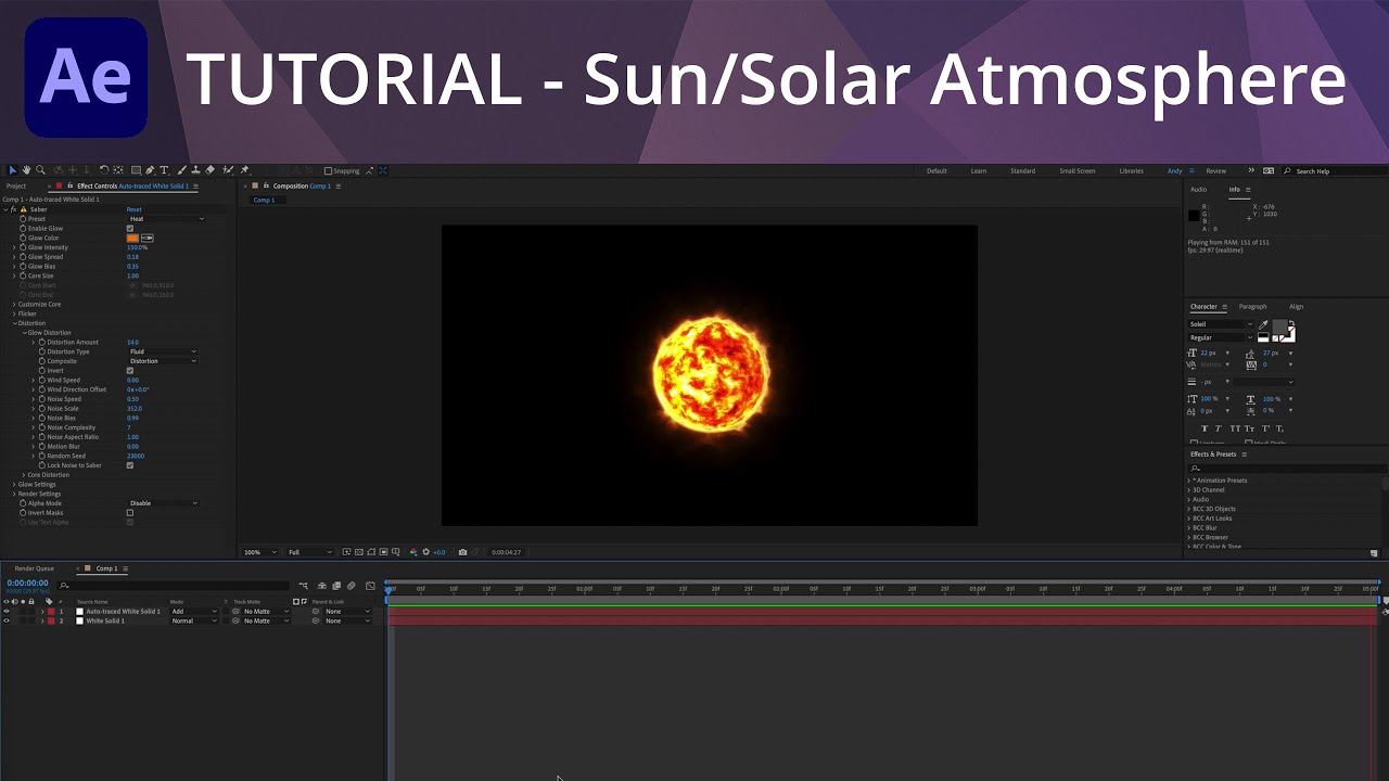 Учебное пособие по After Effects — Солнце/Солнечная атмосфера