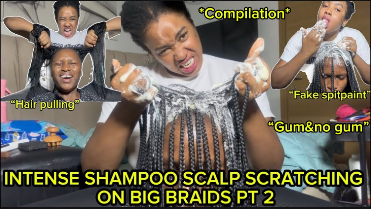 ASMR:COMPILATION OF FAST & AGGRESSIVE SHAMPOO SCALP SCRATCH ULTIMATE CLEANING ON DIRTY BIG BRAIDS 
