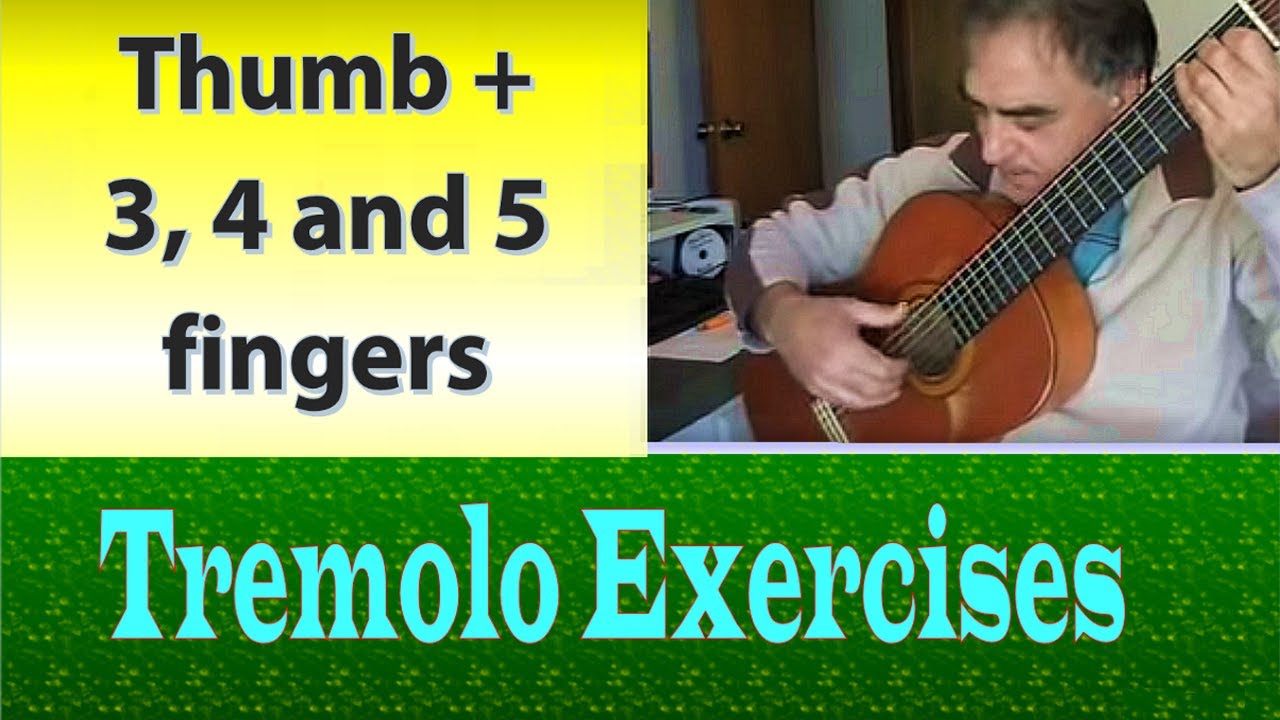 Tremolo. Flamenco guitar Exercises - Thumb + 3, 4, & 5 fingers