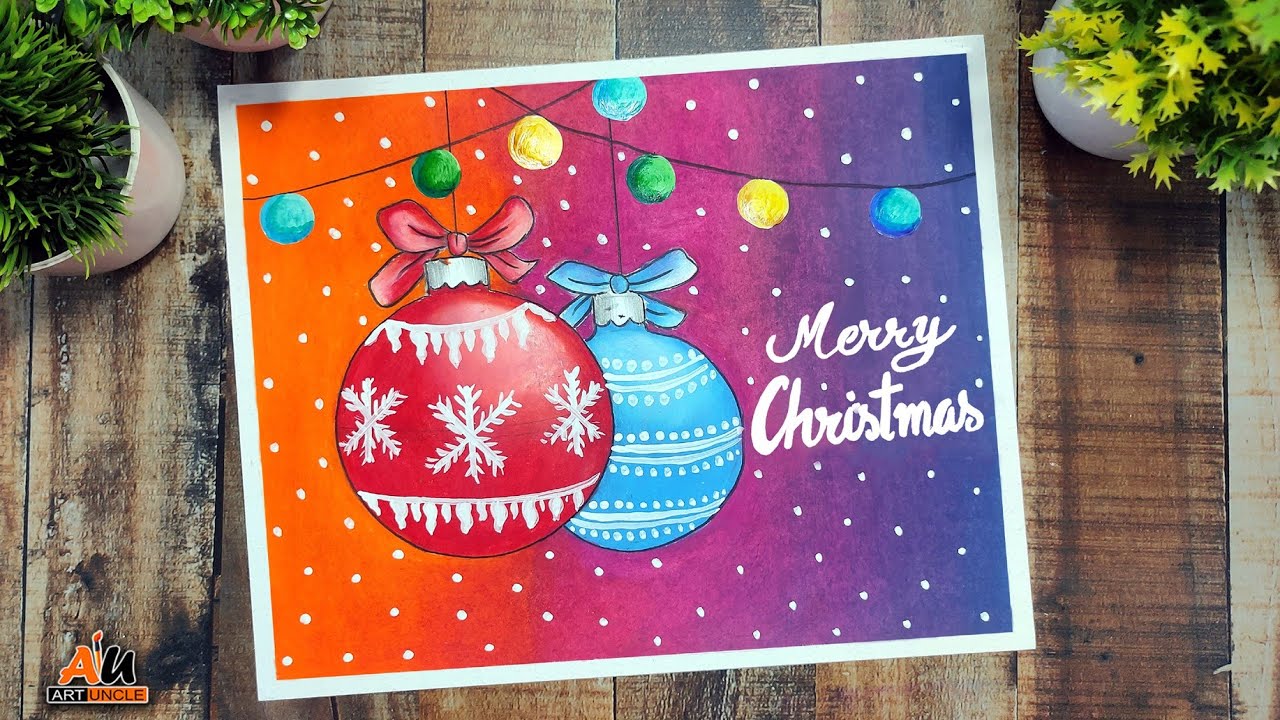 Christmas Drawing with Oil Pastels Easy