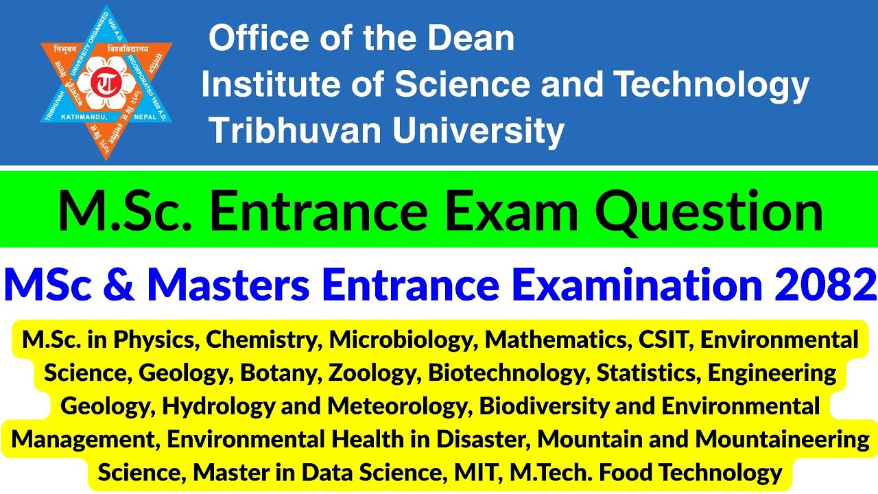 TU MSc Entrance Exam Question Paper | MSc Entrance Exam 2082 | MSc in Nepal