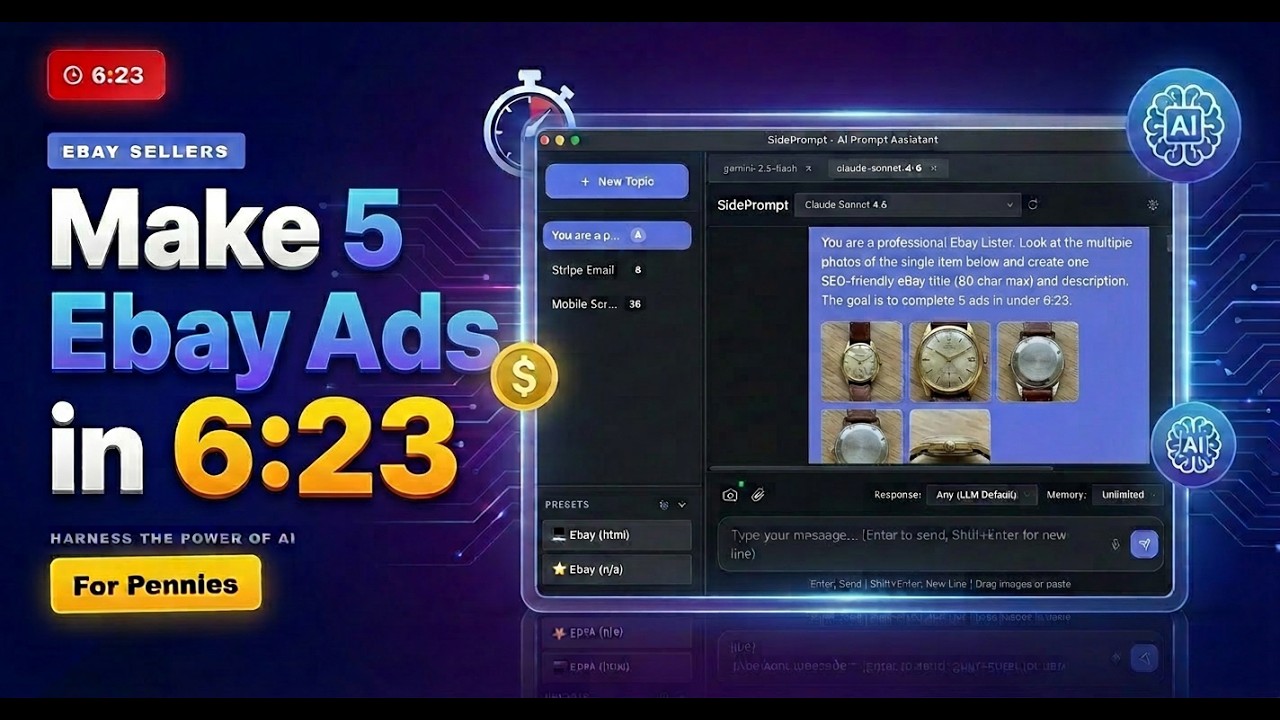 I Made 5 eBay Listings in 6 Minutes Using Gemini + SidePrompt AI (Step-by-Step) - 7 Day Free Trial