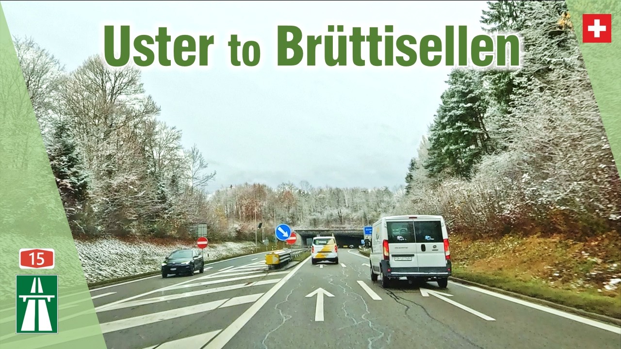 Winter Road Trip from Uster to Brüttisellen ❄ Motorways of Switzerland 🇨🇭 [4K]