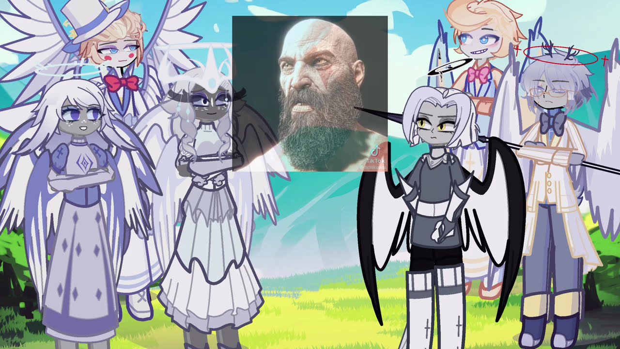 Hazbin Hotel Angels react to god of war ragnarok | Lucifer | Gacha life
