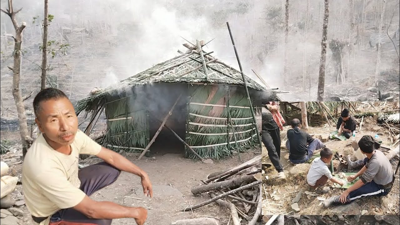 Finally the traditional way of jhum field hut 🛖is done #friends and relatives #villagelife 🛖👍