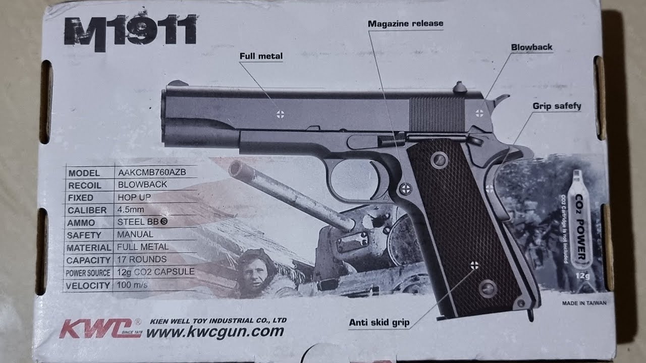 Deep Review and Shoots Test of KWC M1911 Full Metal 4.5mm CO2 Gas Blowback