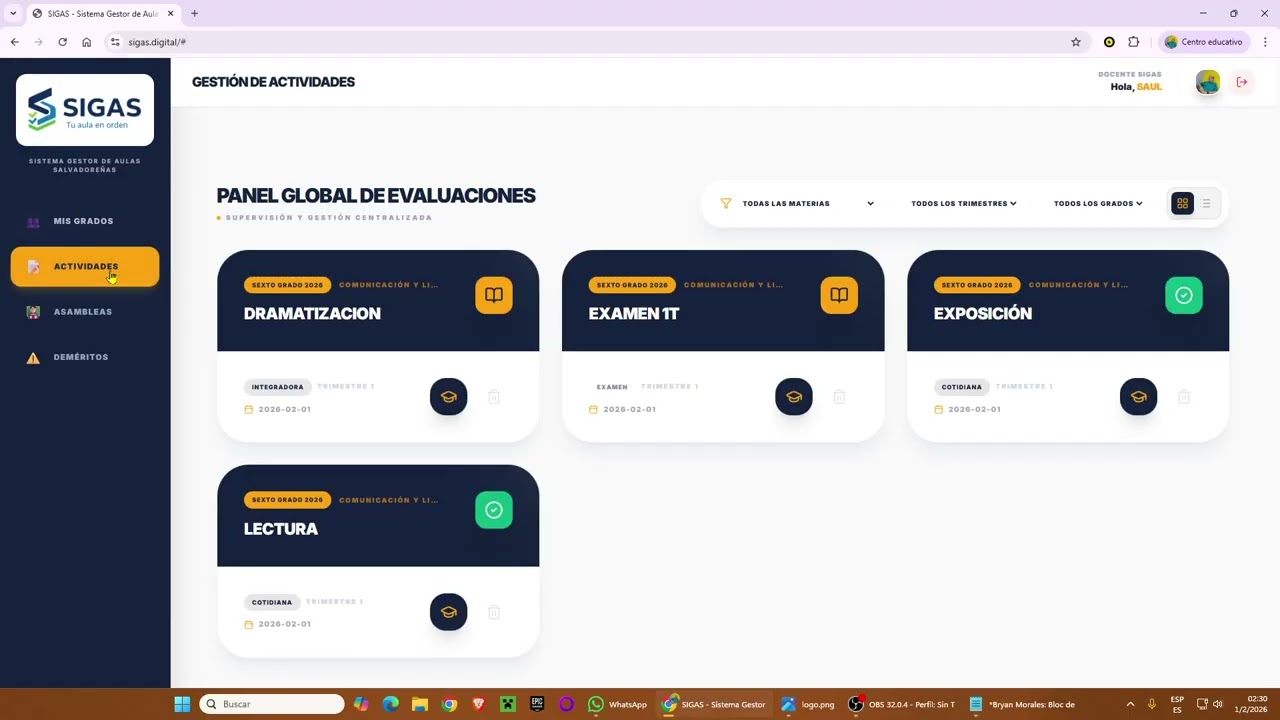 SIGAS - Gestiona tu aula - Profesores de El Salvador (Ver nuevo video de actualización)