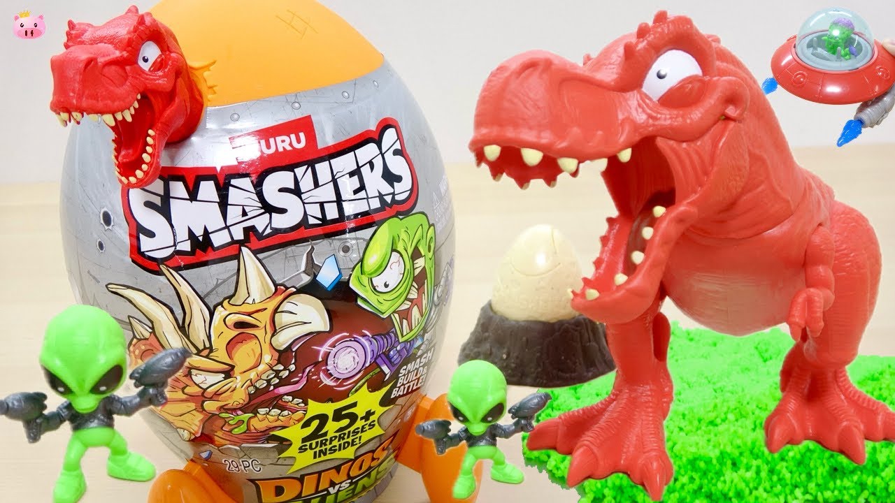 SMASHERS DINOS VS ALIENS T-REXセット【ギミック分析】ロケットケース構造、UFO発射ギミック&付属スライム/砂の素材感徹底検証レビュー!