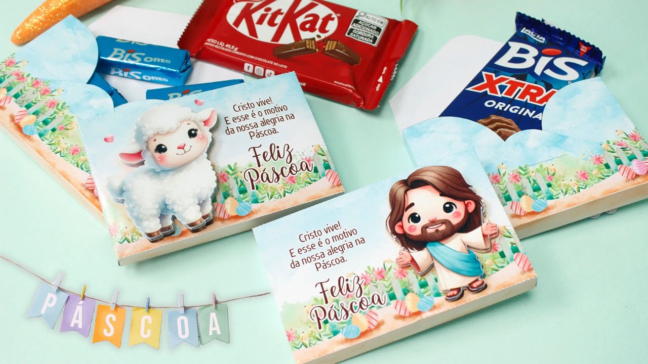 Caixa Envelope de Páscoa Para Kit Kat ou Bis