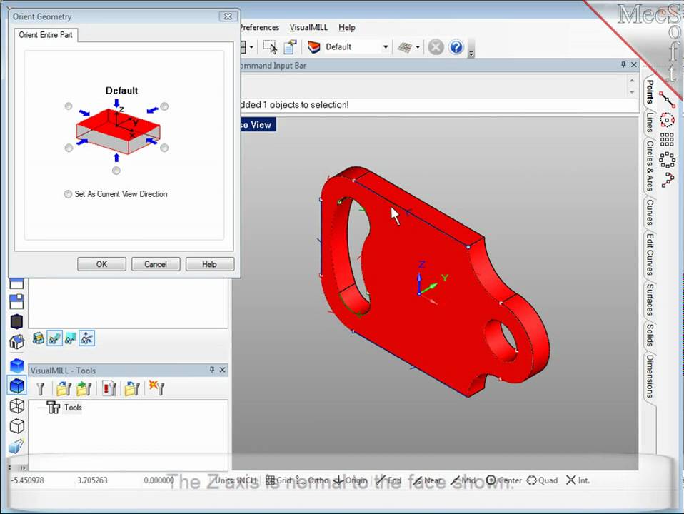 VisualMILL - Orienting Part Geometry