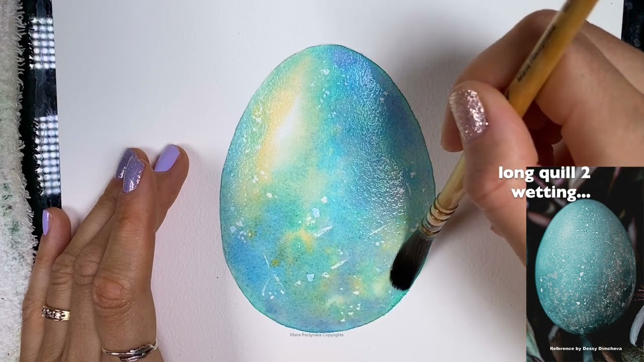 How to paint a realistic blue EGG in watercolor
