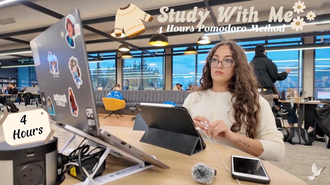 4 Hours Study With Me| Background: music| Break 10 min, study with Sally