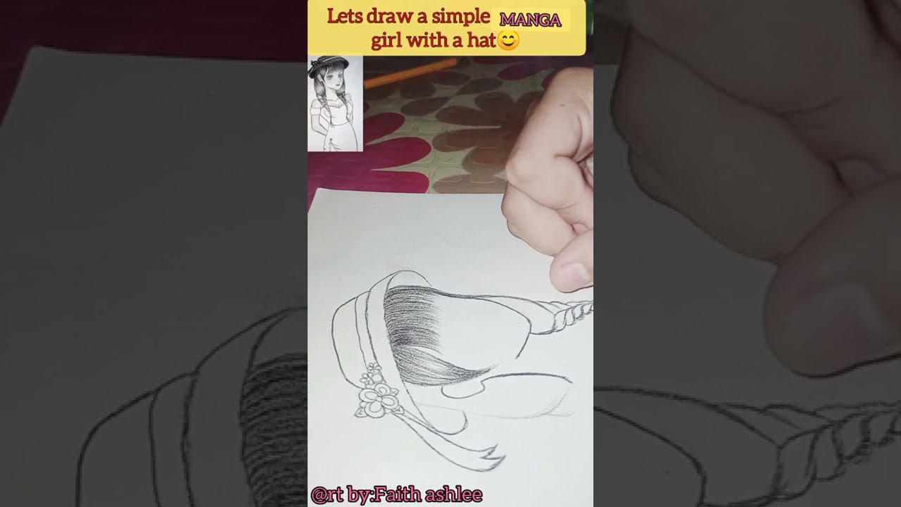 DRAW A SIMPLE MANGA GIRL WITH HAT|#simple #mangagirl #faithashleevlog