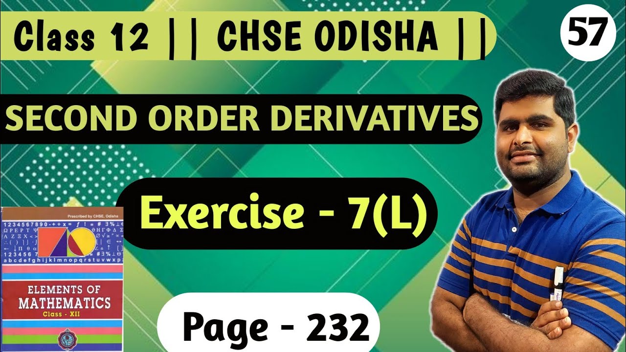 exercise 7l | second order derivative | elements of mathematics class 12 | chse odisha |