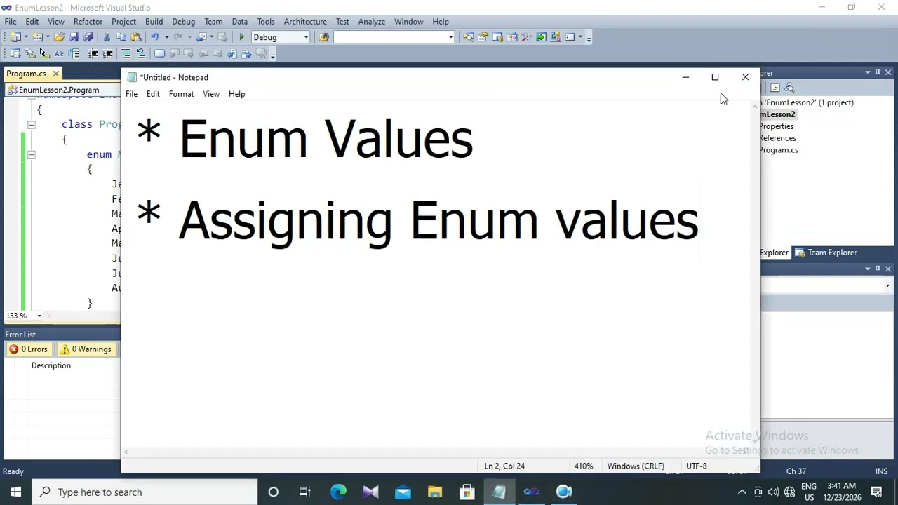 54. Enum Values and Assigning Enum Values - C# Programming in Burmese