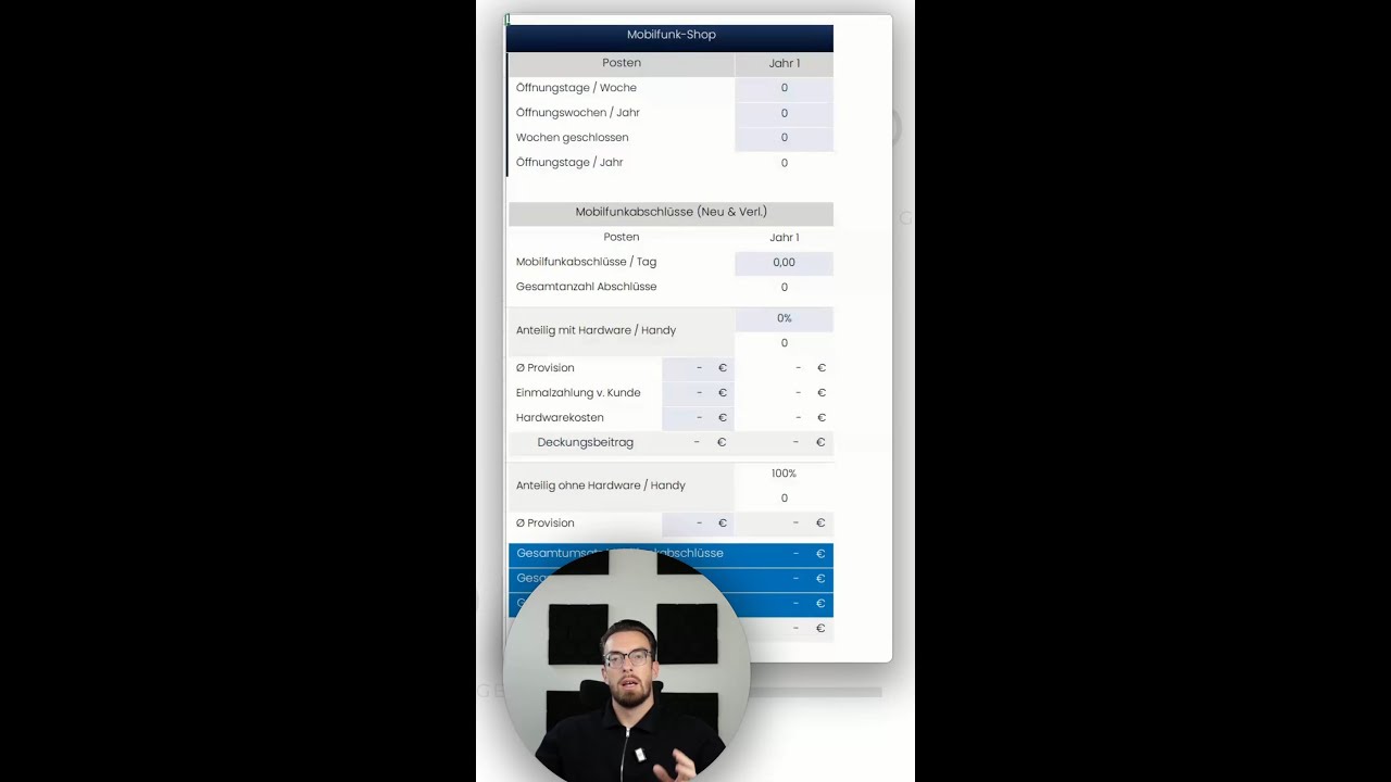 Umsatzplanung f&uuml;r einen Mobilfunk-Shop / Handy-Shop