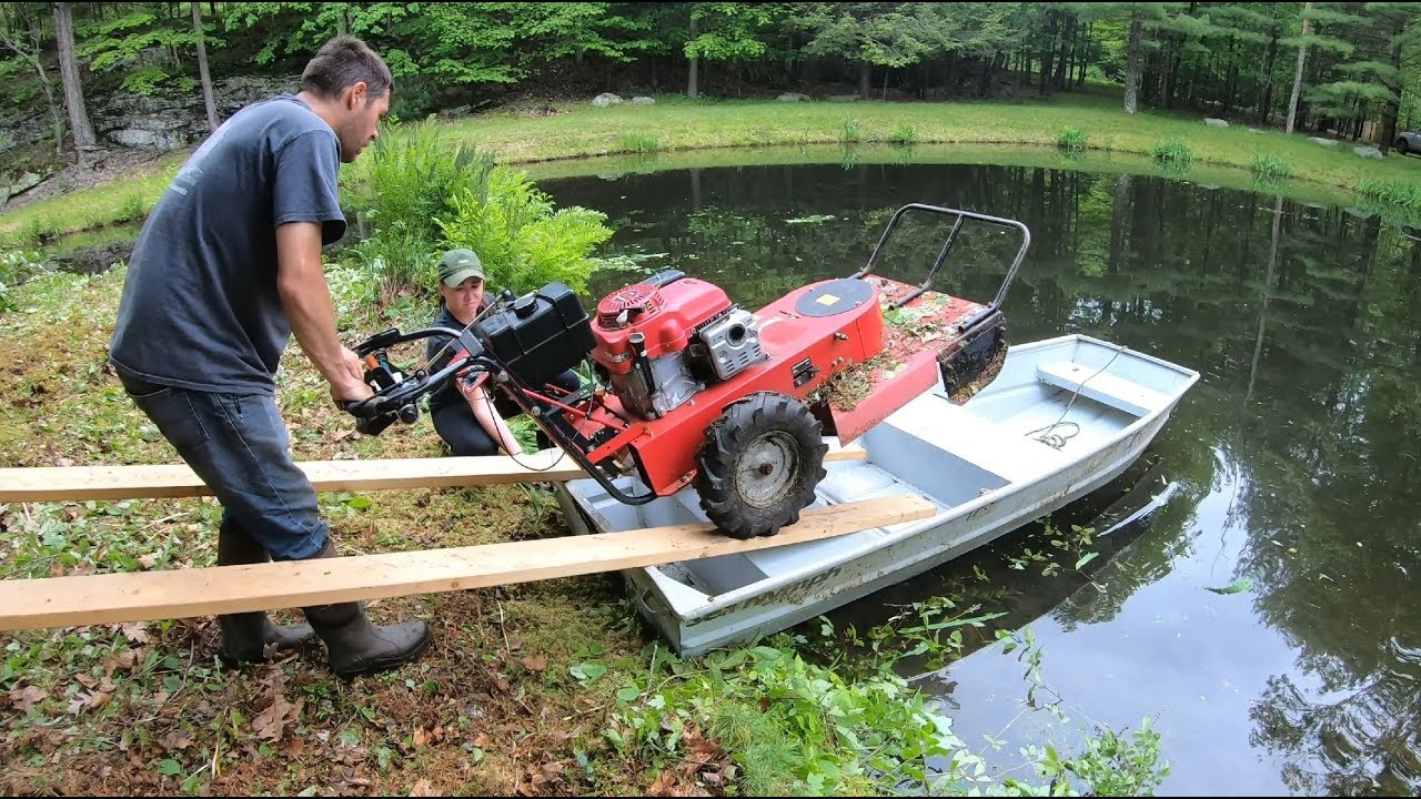 Brush mowing an island