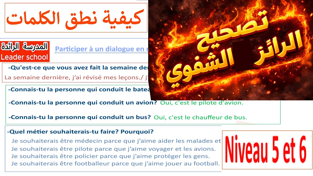 تصحيح الرائز الوطني الشفوي الفرنسية المستوى 5 و 6 🗨️ المرحلة الثالثة 🗨️الجزء الأخير 🏫المدرسة الرائدة