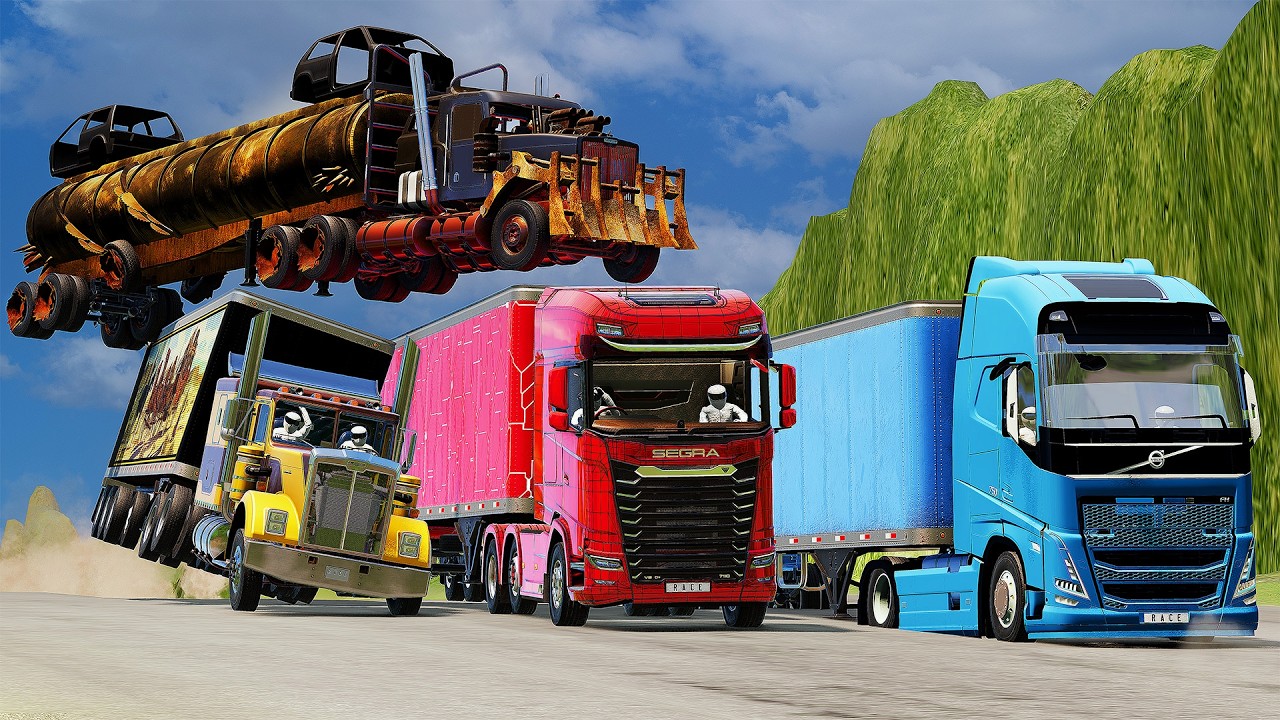 R.a.c.e : MAD 🇺🇸 American vs. 🇪🇺 European Trucks❗ Police Chase & Brutal Race in BeamNG.drive ❗