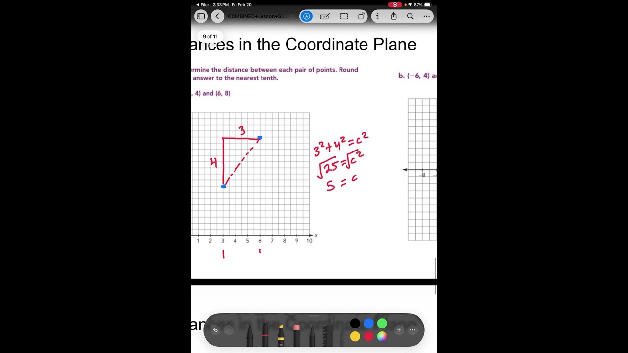 Math 8th - Unit 5 Topic 1 - Day 2 - Distances in the Coordinate Plane