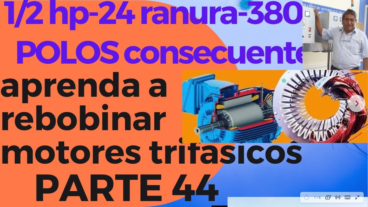 COMO REBOBINAR  1/2 hp,24 ranuras, 380 v polos consecuentes ruso parte 44