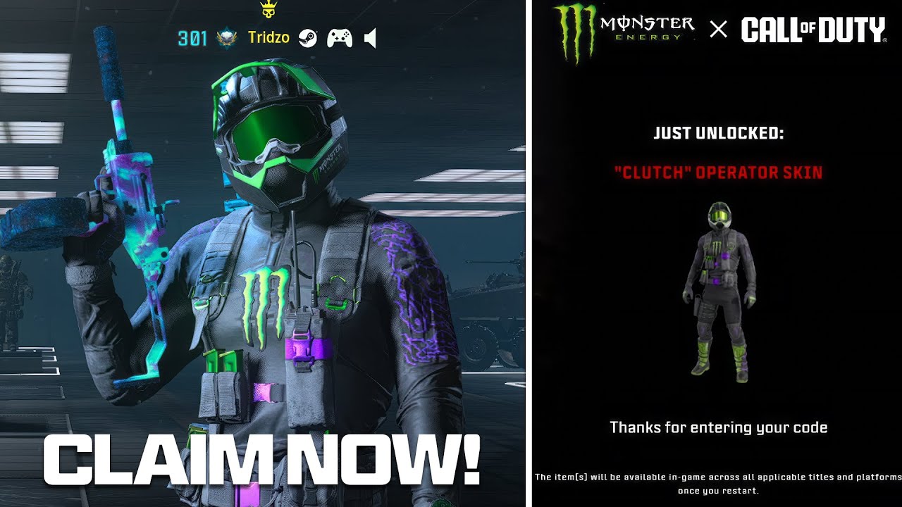 HOW TO GET FREE MONSTER ENERGY OPERATOR SKIN! (FREE Clutch Operator & Skins) - Modern Warfare 3