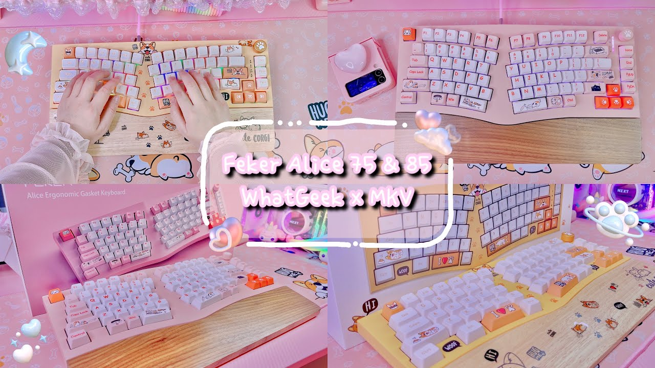 [4K] Unboxing The Cutest Keyboards 🐶 Feker Alice 75 & 80 Aluminum Keyboard 🎀WhatGeek 🎀