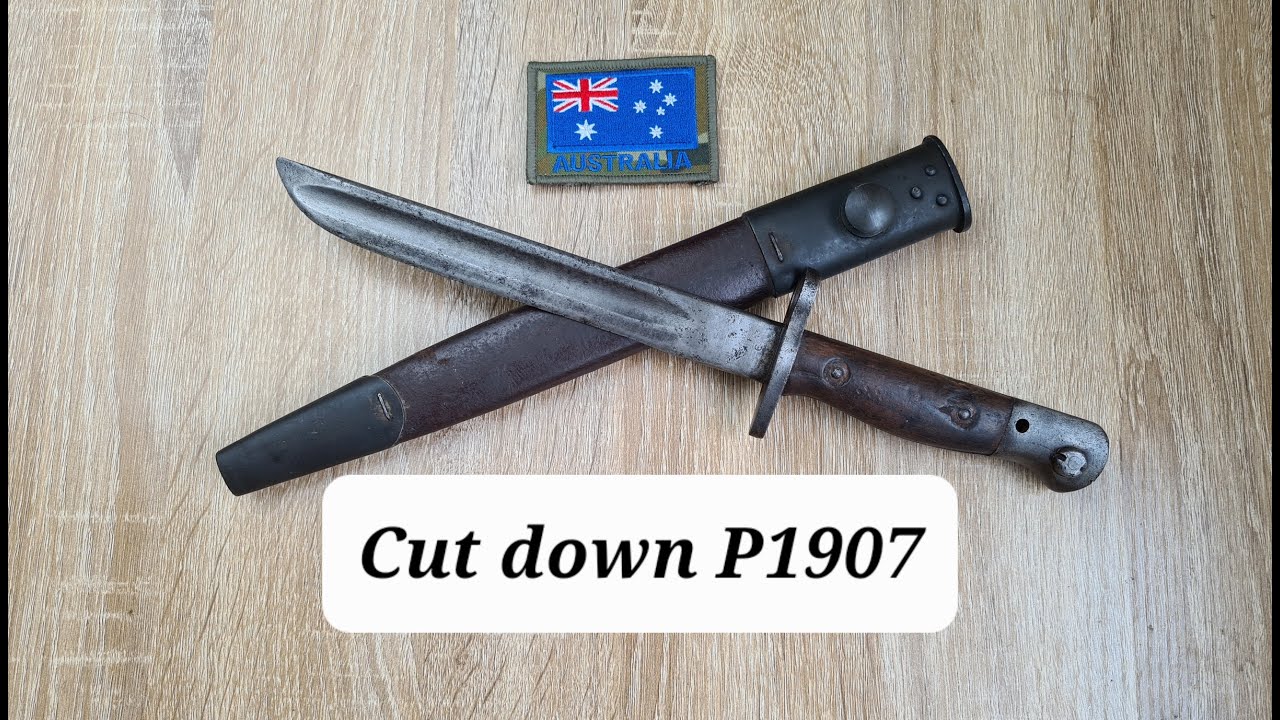 Aussie WW2 fighting knife, cut down P1907 bayonet