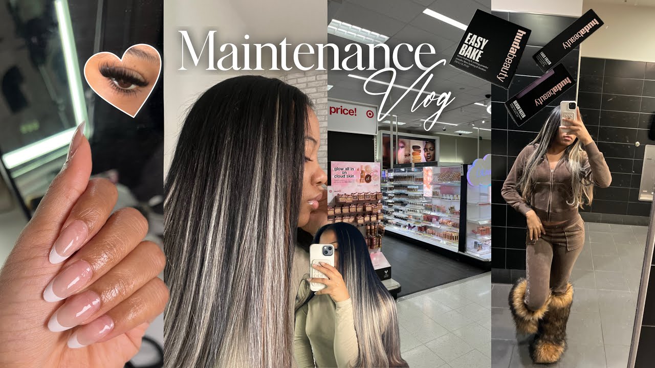 Maintenance Day Vlog BUT AT HOME | Highlight Quick Weave, Press on Nails, LASH CLUSTER & own WAX…!