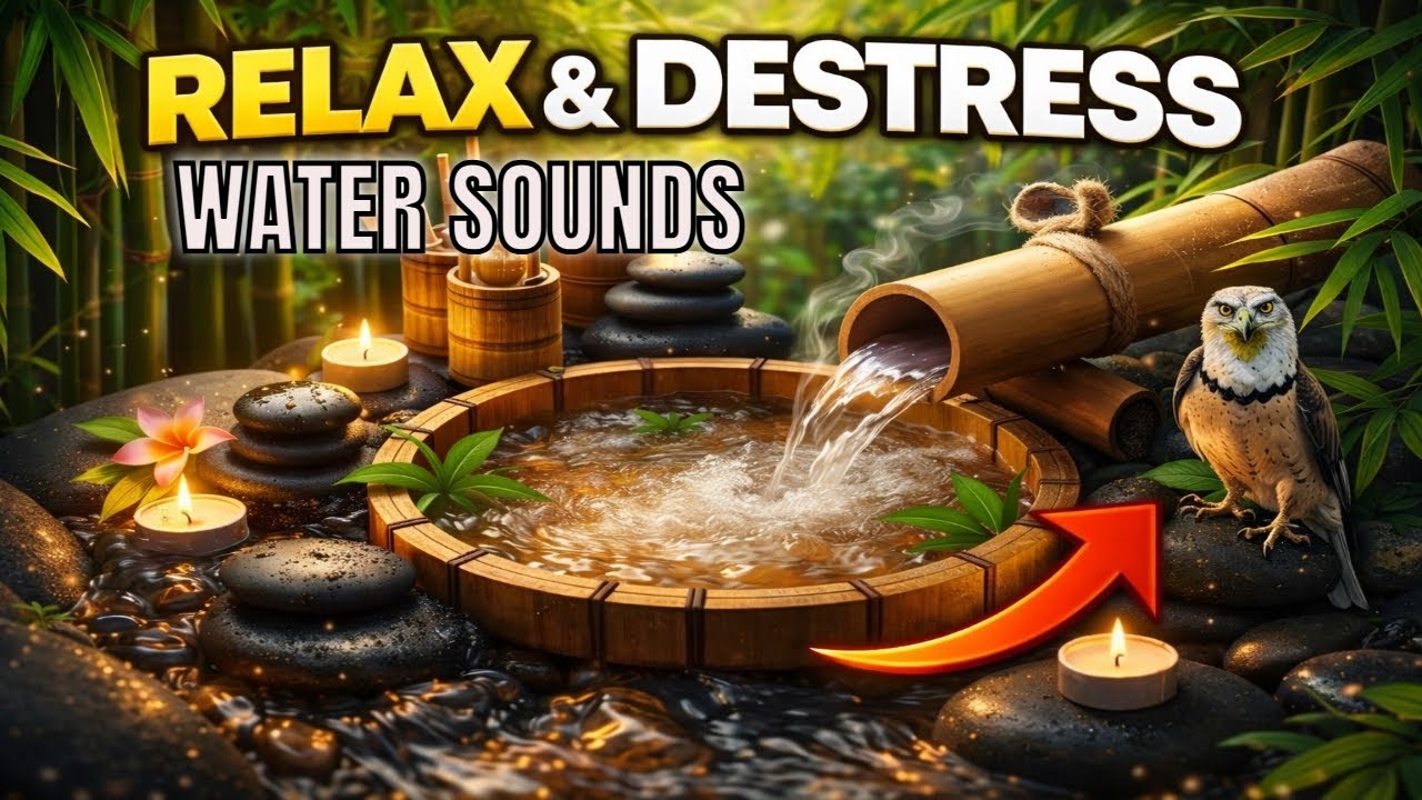 Water Sounds & Soft Piano 🎹💧 Focus Study Music & Deep Sleep Relaxation