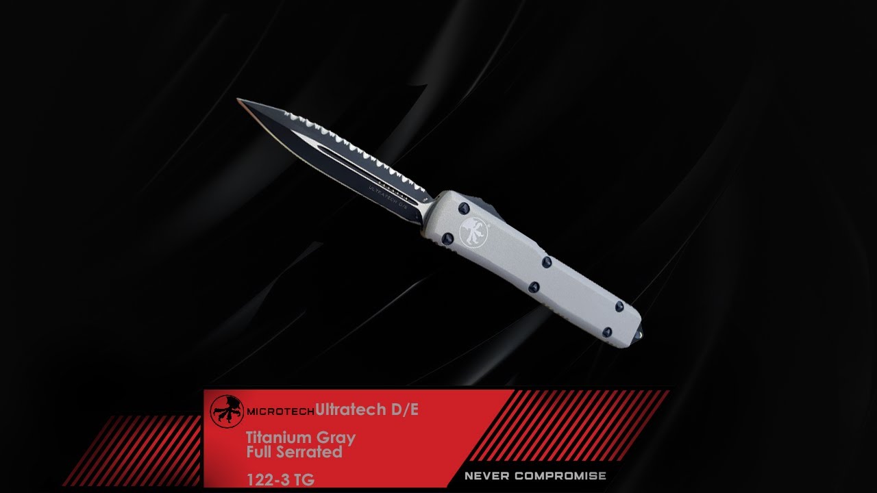 MICROTECH Ultratech D/E Titanium Gray Full Serrated 122-3 TG