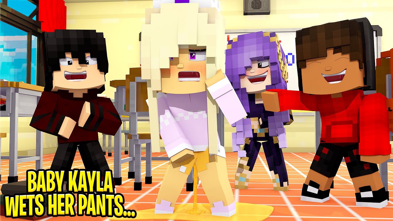 Baby Kayla WETS HER PANTS IN FRONT of her FRIENDS IN SCHOOL... Minecraft