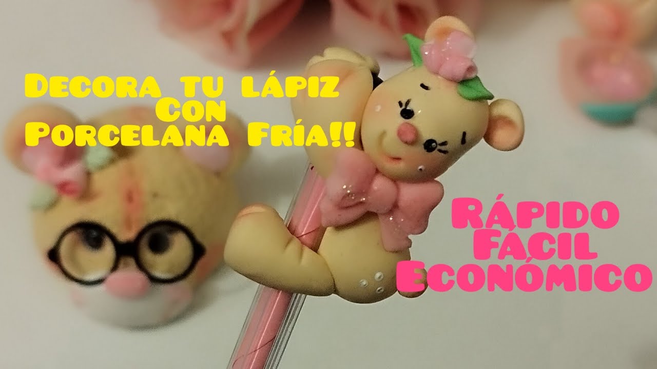 Lápiz decorado con porcelana fría #biscuit #porcelanafría #manualidadesútiles #diy