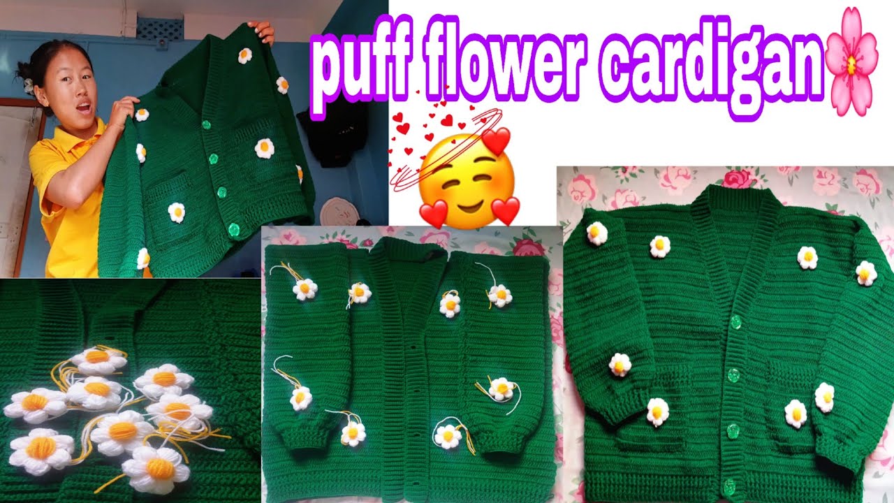 Plus size cardigan complete🤗//with puff flowers🌸//