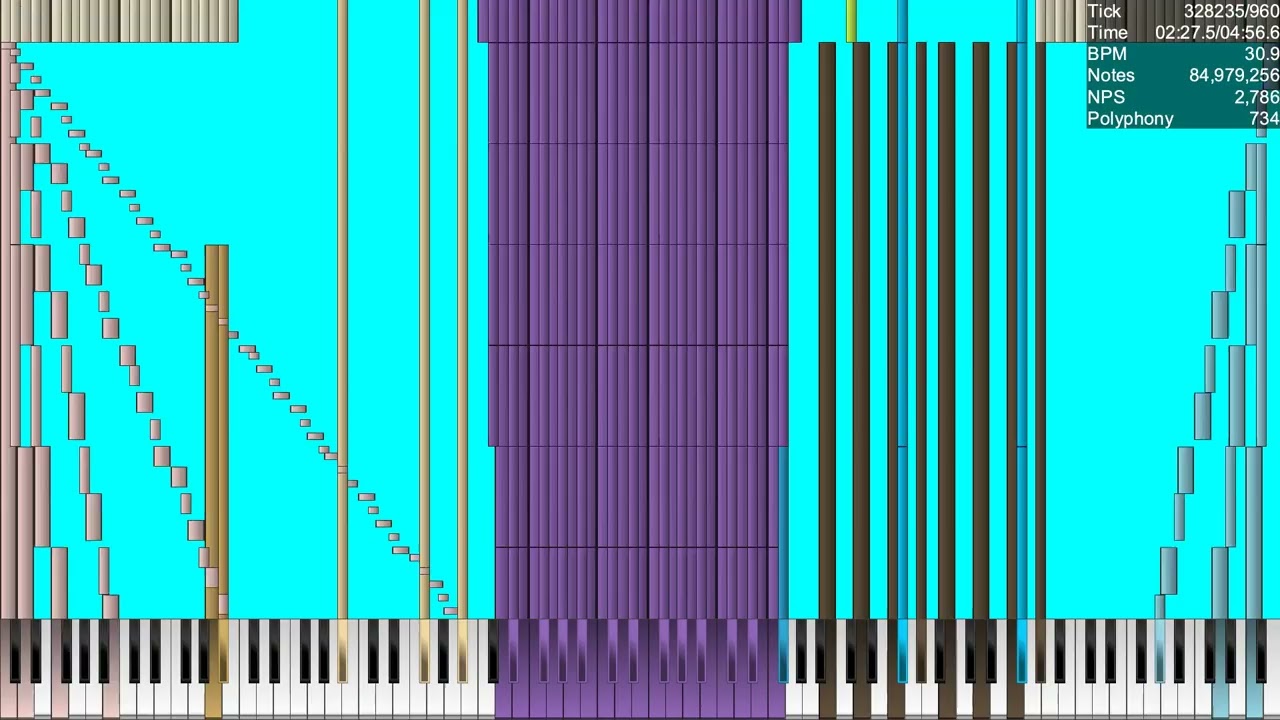 [BLACK MIDI] Satori Maiden Community Merge, 420.85 million notes (MLP Note Colored)