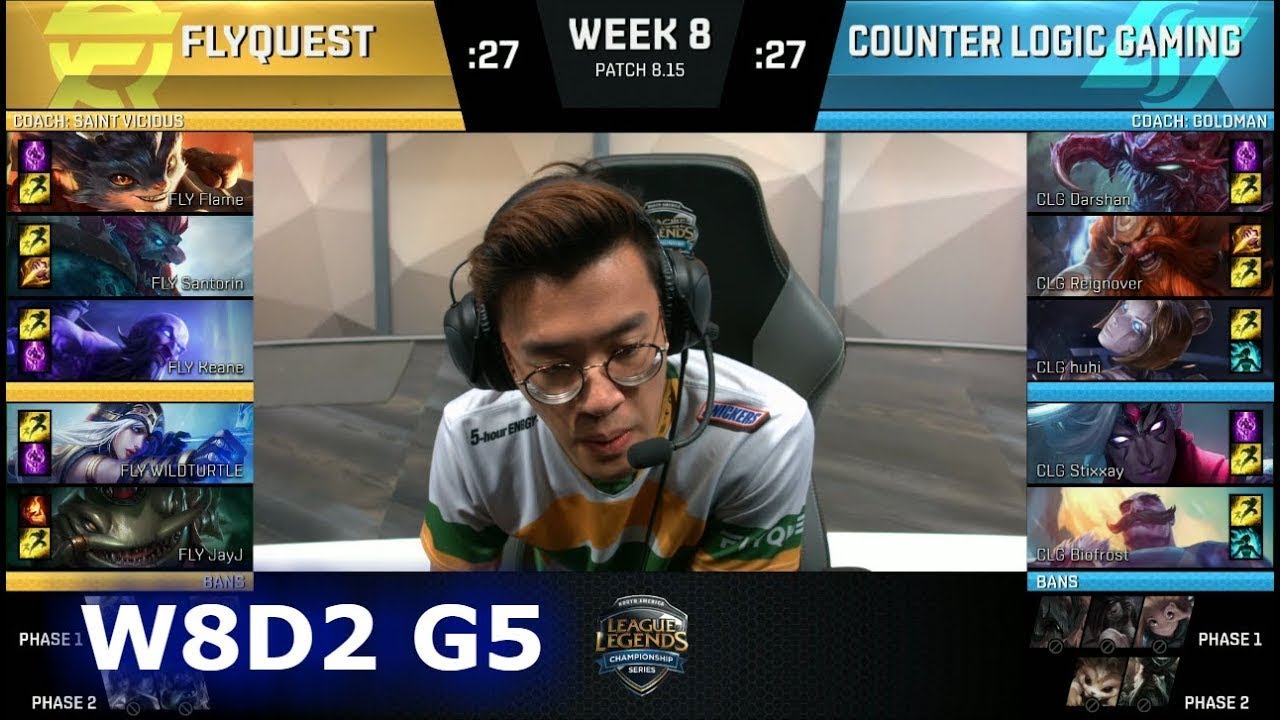 FlyQuest vs CLG | Week 8 Day 2 S8 NA LCS Summer 2018 | FLY vs CLG W8D2