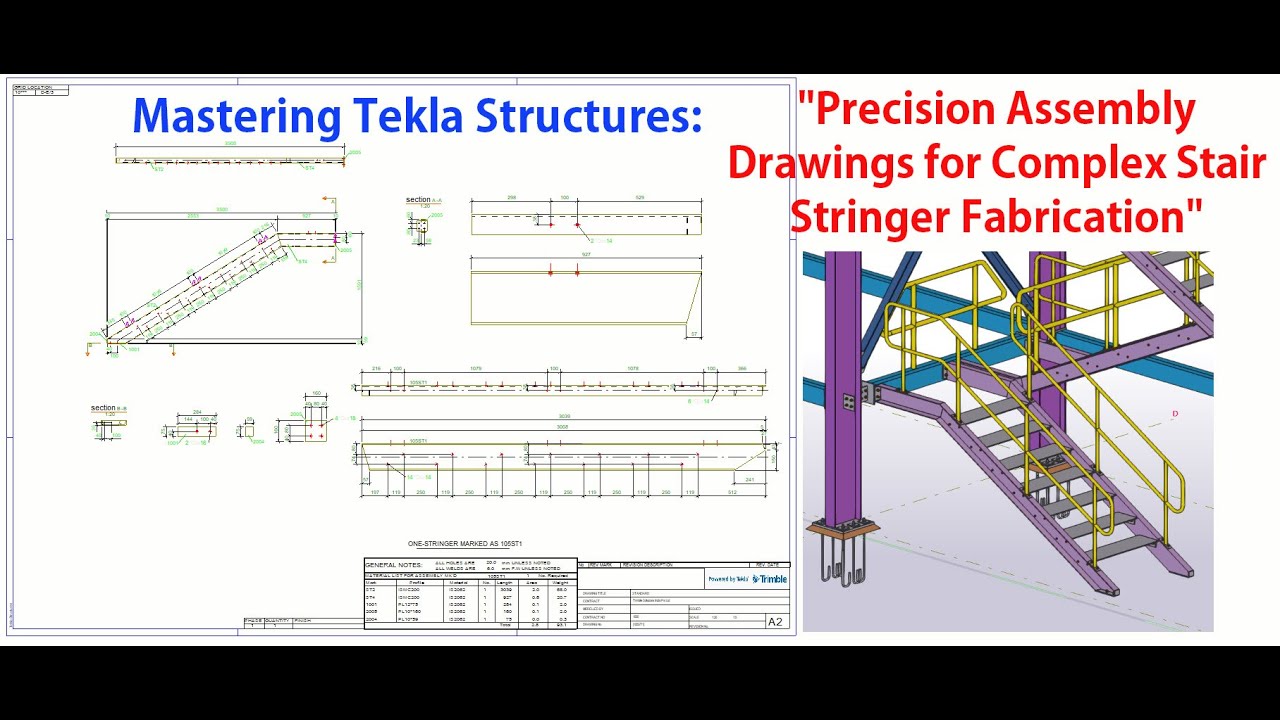 Mastering Tekla Structures: Precision Assembly Drawings for Complex Stair Stringer Fabrication