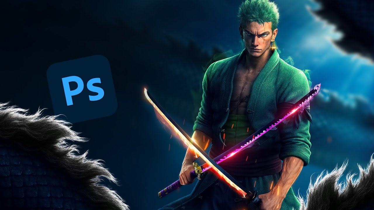 Making Hyper Realistic Roronoa Zoro in #photoshop || One Piece Wano Arc #onepiece #art #viral #anime
