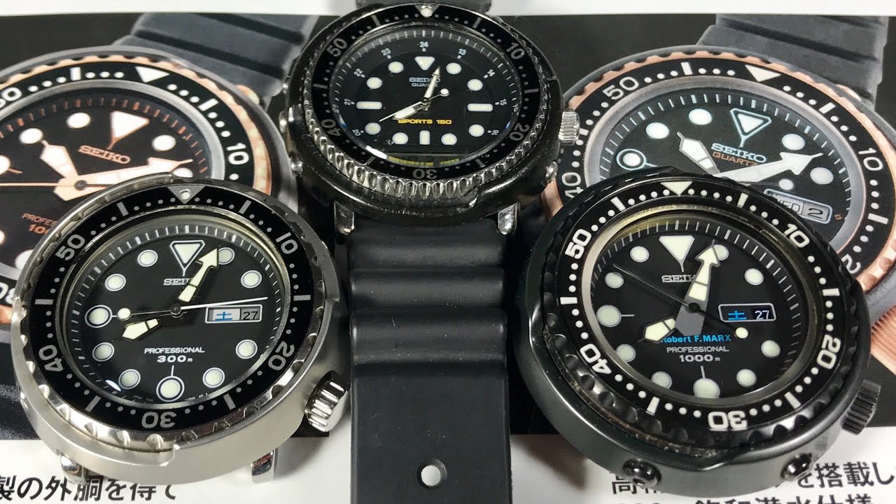 Обзор истории дизайна банок для тунца Seiko, часть 2: банки для тунца Golden/Darth/300m+