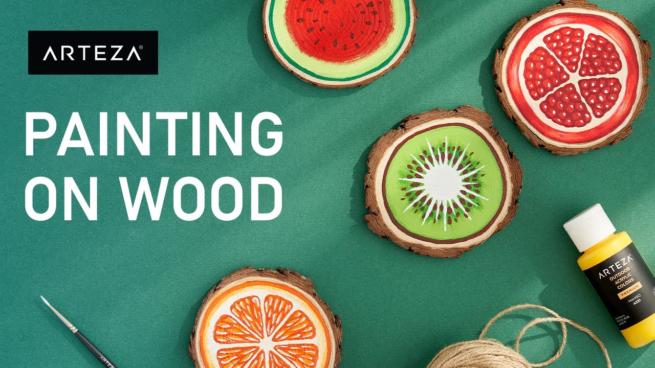 Painting on Wood with Acrylics - 4 Juicy Ideas for Beginners (Arteza Wood Slices)