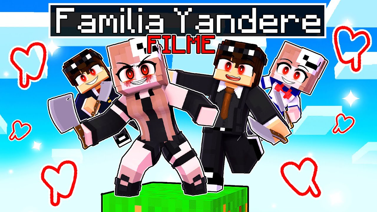 O FILME - FAMÍLIA de YANDERES em APENAS 1 BLOCO no MINECRAFT!