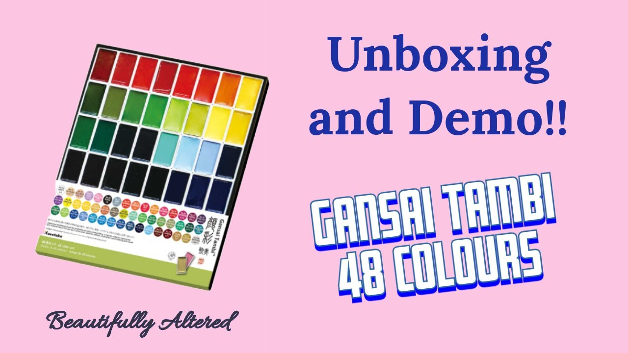Unboxing Kuretake Gansai Tambi 48 Watercolours and Swatch Test