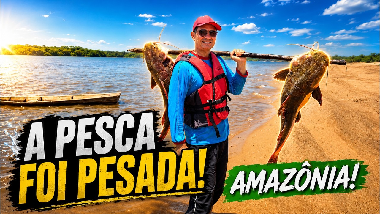 Pescaria em cima de um cardume de Pirararas na seca do Amazonas🎣🐟