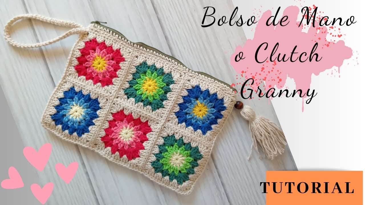 [PARTE 1]TUTORIAL. Como tejer una Cartera/Bolso de Mano o CLUTCH GRANNY a CROCHET paso a paso